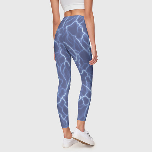 Женские легинсы Электрический разряд на голубом фоне / 3D-принт – фото 4