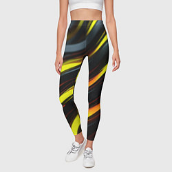 Леггинсы женские Черные волнистые линии, цвет: 3D-принт — фото 2