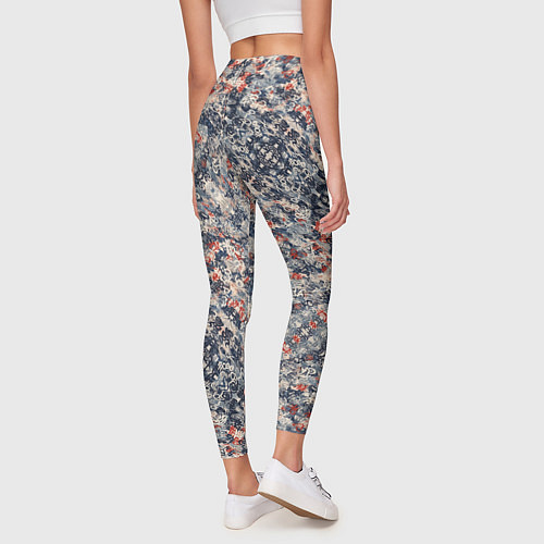 Женские легинсы Сине-бело-красные иероглифы / 3D-принт – фото 4