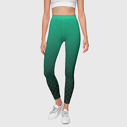 Леггинсы женские Аквамариновая клетка с градиентом, цвет: 3D-принт — фото 2