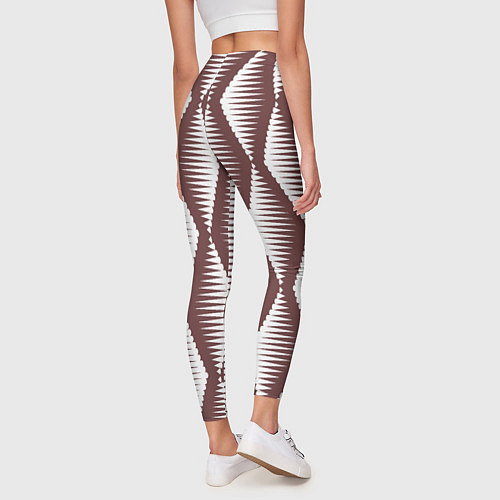 Женские легинсы Ромбы цвета кофе / 3D-принт – фото 4