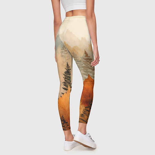 Женские легинсы Осенний лес в оранжевых тонах / 3D-принт – фото 4