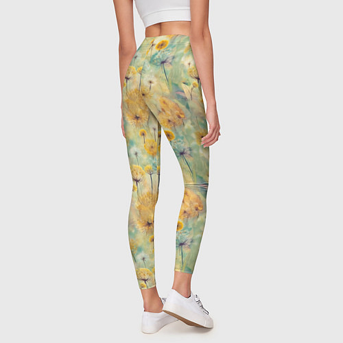 Женские легинсы Одуванчики узор / 3D-принт – фото 4