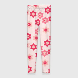 Женские легинсы Розовые цветочные пуговицы