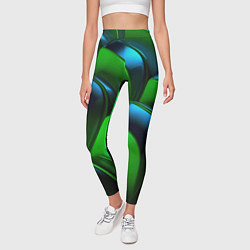 Леггинсы женские Зеленые абстрактные элементы, цвет: 3D-принт — фото 2