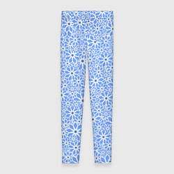 Леггинсы женские Цветочный паттерн голубой, цвет: 3D-принт