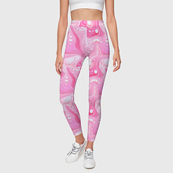 Леггинсы женские Розовые разводы краски, цвет: 3D-принт — фото 2