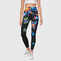 Леггинсы женские Неоновые снежинки - Новый год, цвет: 3D-принт — фото 2