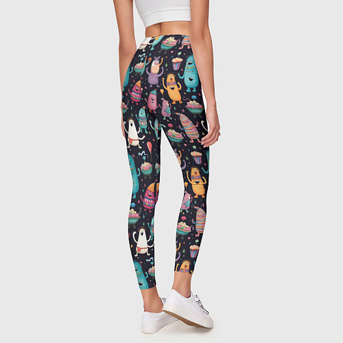 Женские легинсы Весёлые монстры на вечеринке / 3D-принт – фото 4