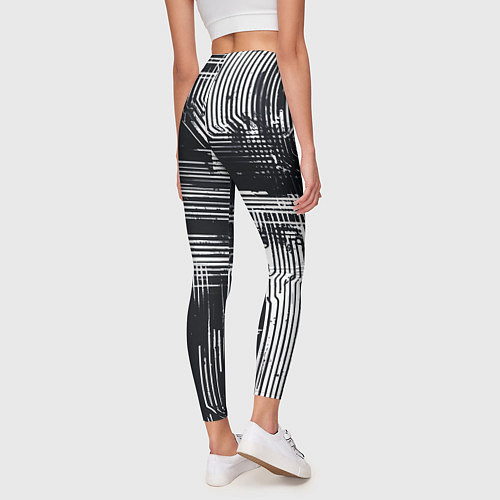 Женские легинсы Белые полосы на чёрном фоне киберпанк / 3D-принт – фото 4