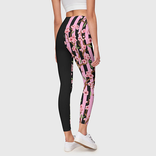 Женские легинсы Сакура и полосы / 3D-принт – фото 4