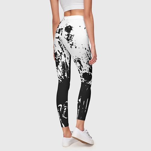 Женские легинсы Черно-белая абстракция гранж / 3D-принт – фото 4