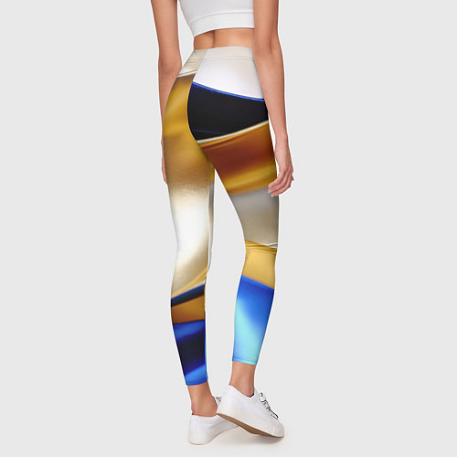 Женские легинсы Белая желтая синяя абстракция / 3D-принт – фото 4