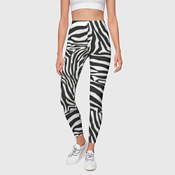 Леггинсы женские Шкура зебры черно - белая графика, цвет: 3D-принт — фото 2