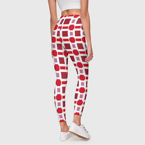 Женские легинсы Красные кирпичики и белые полосы / 3D-принт – фото 4
