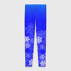 Леггинсы женские Снежинки на синем, цвет: 3D-принт