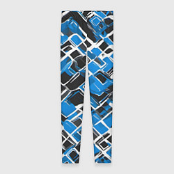 Леггинсы женские Синие фигуры и белые линии, цвет: 3D-принт