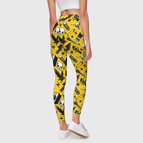 Женские легинсы Музыкальный рокенрольный узор / 3D-принт – фото 4