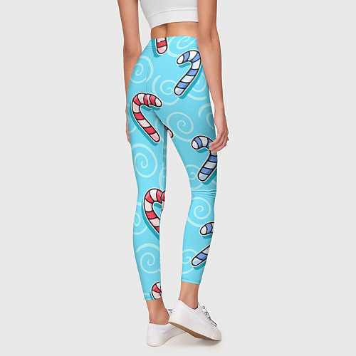Женские легинсы Новогодний леденец трость / 3D-принт – фото 4