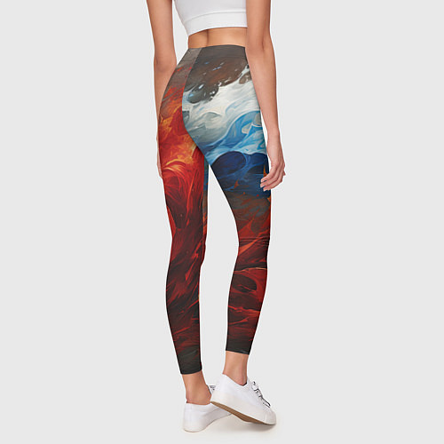 Женские легинсы Абстрактный белый синий красный дым / 3D-принт – фото 4