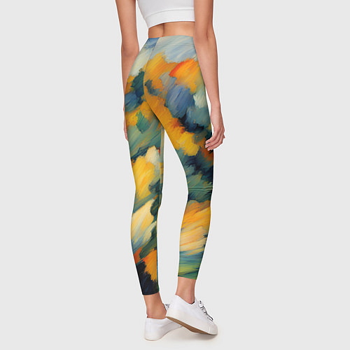 Женские легинсы Жёлтые и синие мазки / 3D-принт – фото 4
