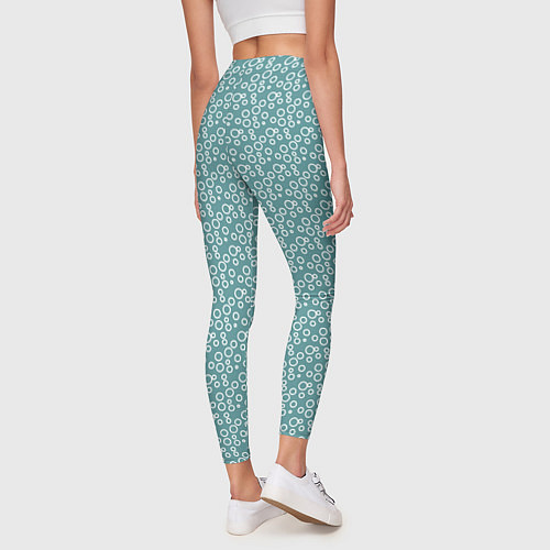 Женские легинсы Серо-зелёный паттерн кружочки / 3D-принт – фото 4