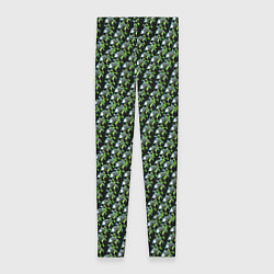 Леггинсы женские Зелёные черепа на чёрном фоне, цвет: 3D-принт