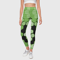 Леггинсы женские Зелёная кибер броня hexagons, цвет: 3D-принт — фото 2