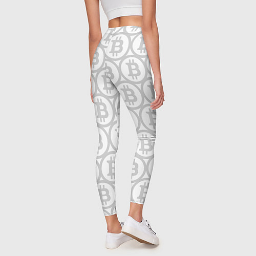 Женские легинсы Биткоин патерн на белом фоне / 3D-принт – фото 4
