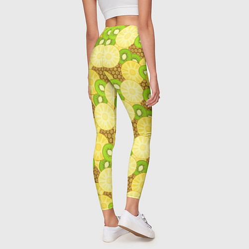 Женские легинсы Фрукты - ананас и киви / 3D-принт – фото 4