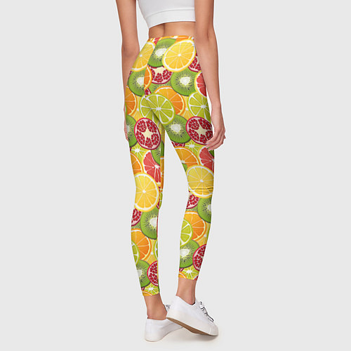 Женские легинсы Фон с экзотическими фруктами / 3D-принт – фото 4