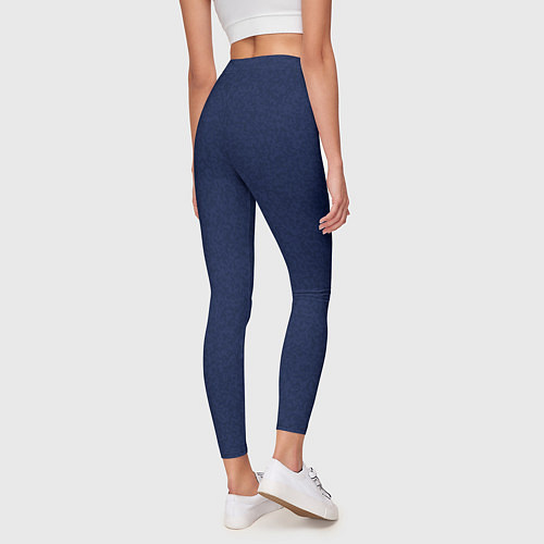 Женские легинсы Однотонный тёмно-синий текстура / 3D-принт – фото 4