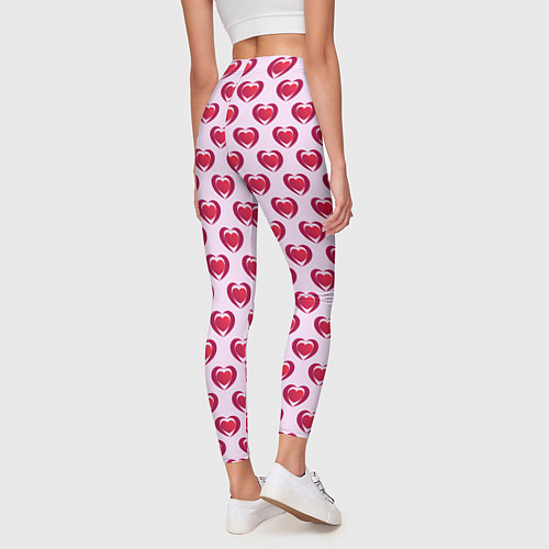 Женские легинсы Двойное сердце на розовом фоне / 3D-принт – фото 4
