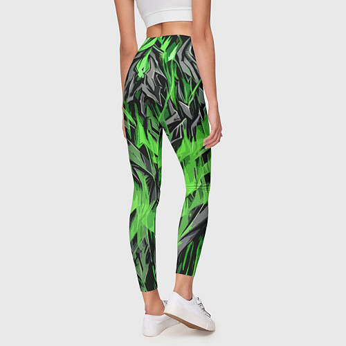 Женские легинсы Камень и зелёный огонь / 3D-принт – фото 4