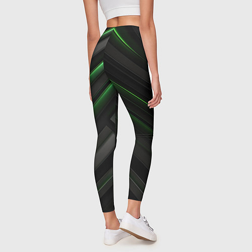 Женские легинсы Зеленые яркие абстрактные вставки спортивный стиль / 3D-принт – фото 4