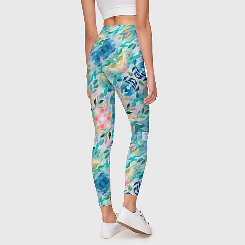 Женские легинсы Абстрактные розовые акварельные тюльпаны / 3D-принт – фото 4