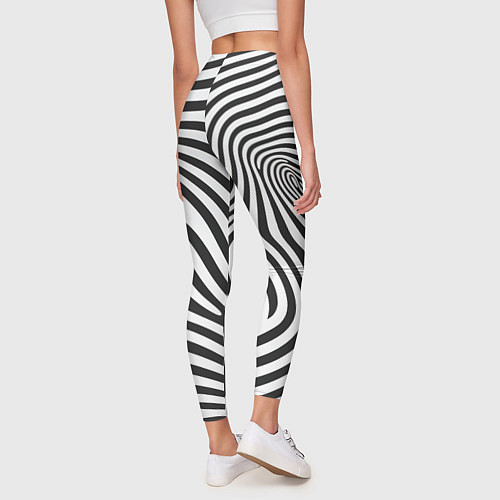 Женские легинсы Черно-белый водоворот - зебра исллюзия шкуры / 3D-принт – фото 4