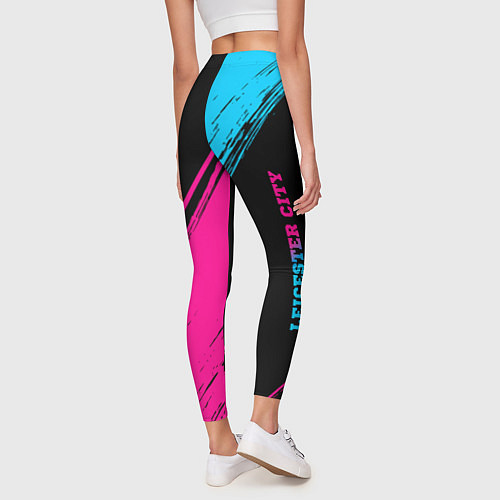 Женские легинсы Leicester City - neon gradient вертикально / 3D-принт – фото 4