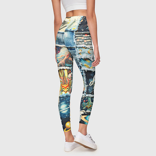 Женские легинсы Космические обитатели - пэчворк / 3D-принт – фото 4