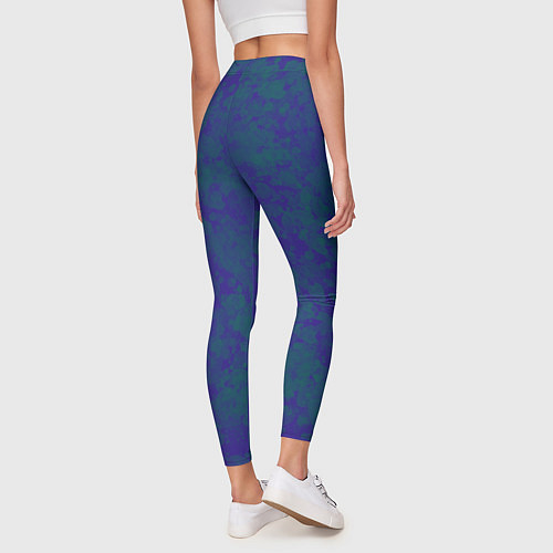 Женские легинсы Камуфляж синий с зелеными пятнами / 3D-принт – фото 4