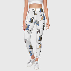 Леггинсы женские Котики и шахматы белый, цвет: 3D-принт — фото 2