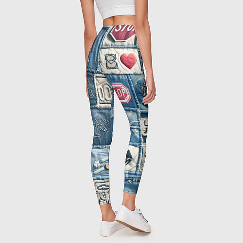 Женские легинсы Лос Анджелес на джинсах-пэчворк / 3D-принт – фото 4