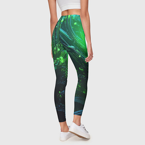 Женские легинсы Зеленая кислотная яркая неоновая абстракция / 3D-принт – фото 4