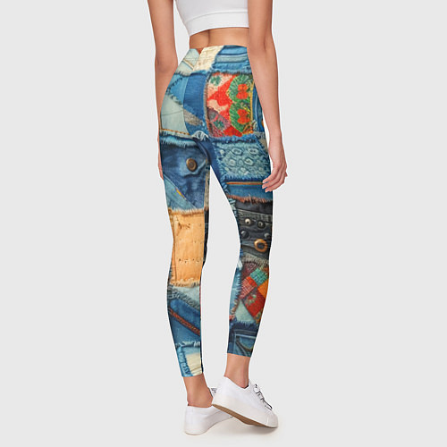 Женские легинсы Vanguard denim patchwork - ai art / 3D-принт – фото 4