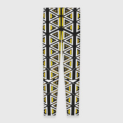 Леггинсы женские Жёлто-белые треугольники на чёрном фоне, цвет: 3D-принт