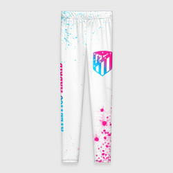 Леггинсы женские Atletico Madrid neon gradient style вертикально, цвет: 3D-принт