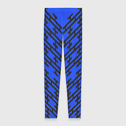 Леггинсы женские Чёрные полосы на синем фоне, цвет: 3D-принт