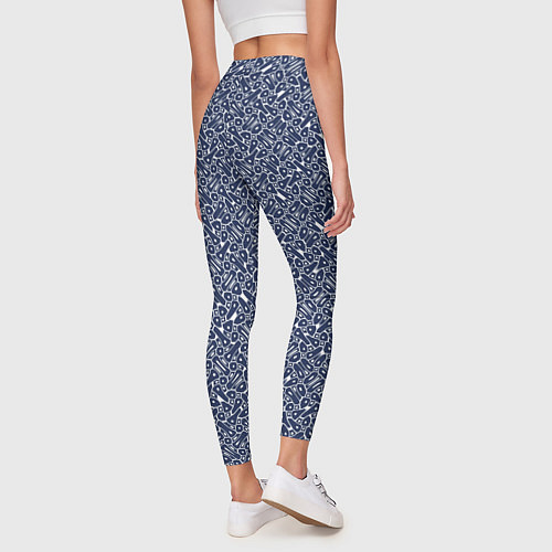 Женские легинсы Сине-белый паттерн узорчатый / 3D-принт – фото 4