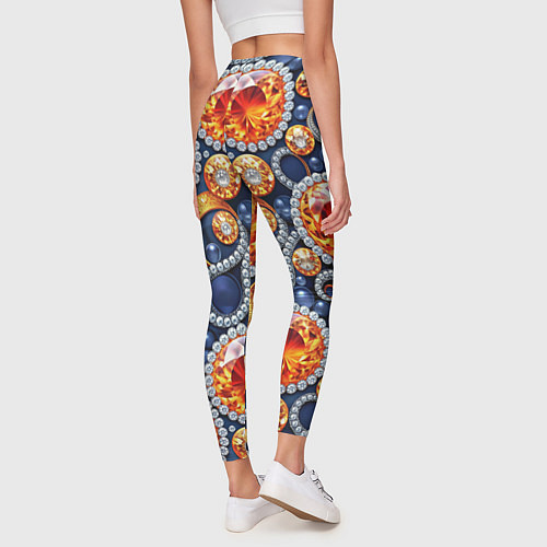 Женские легинсы Ювелирные украшение с золотом и бриллиантом паттер / 3D-принт – фото 4