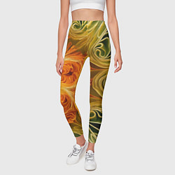 Леггинсы женские Зелено-оранжевый фрактал, цвет: 3D-принт — фото 2